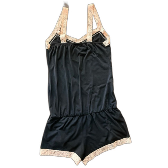 Fredericks of Hollywood Black Beige Lace Romper One Piece Teddy Fits Like M / L - Picture 2 of 5